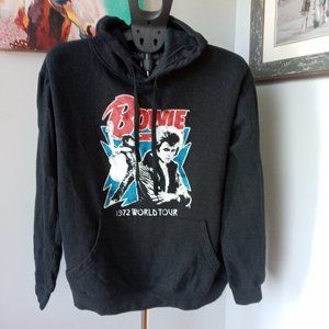 David Bowie 1972 World Tour black lightweight hoodie Size medium